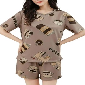 Women Korean Shorts Pajama Set Cotton Blend Nightwear Set Top & Shorts Sleepwear Lounge Wear Soft Comfortable Night Suit Ladies Summer Night Dress Co-Ord Home Wear Set