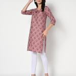 Women Bandhani Print Straight Kurta with Tassel