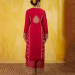 Bhumika Vaid Marigold Brocade Tunic Set - Red