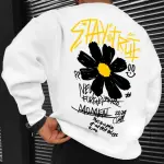 AUSK Men Graphic Print Oversized Fit Sweatshirt For Men (White, S)