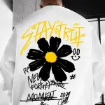 AUSK Men Graphic Print Oversized Fit Sweatshirt For Men (White, S)